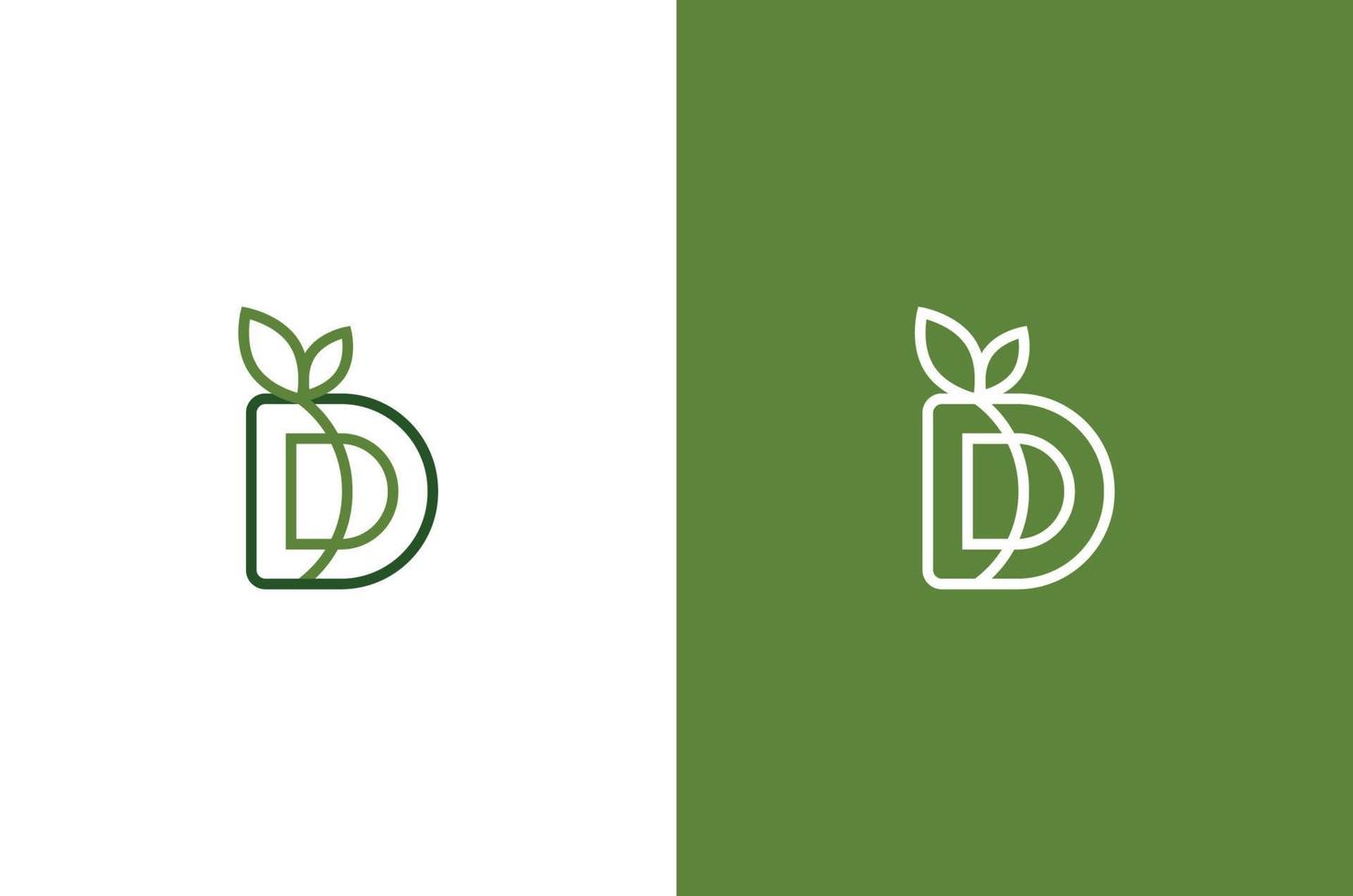 un logo creativo della lettera dd con un concetto di logo alimentare vegano vettore