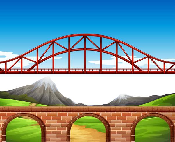 Scena di sfondo con ponte e parete vettore