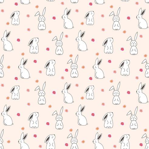 Simpatico coniglietto floreale Seamless Pattern vettore