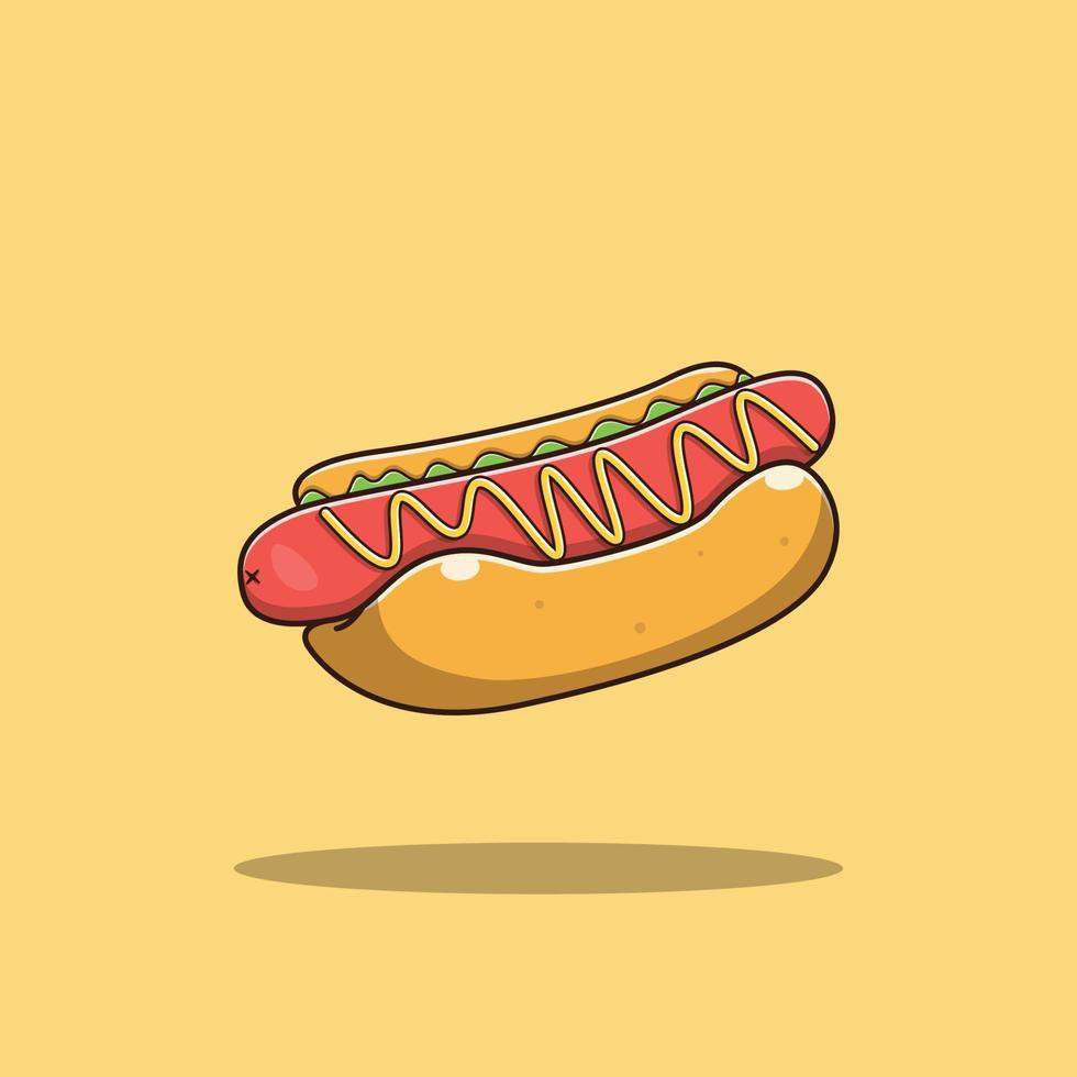 illustrazione vettoriale dell'icona del cibo per hot dog