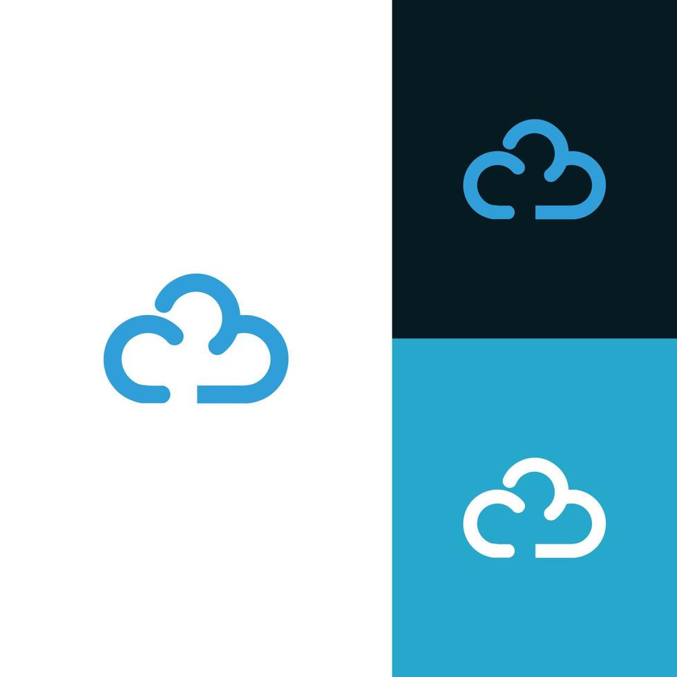 la semplice connessione di archiviazione della tecnologia del contorno del cielo della nuvola collega il design del logo vettoriale
