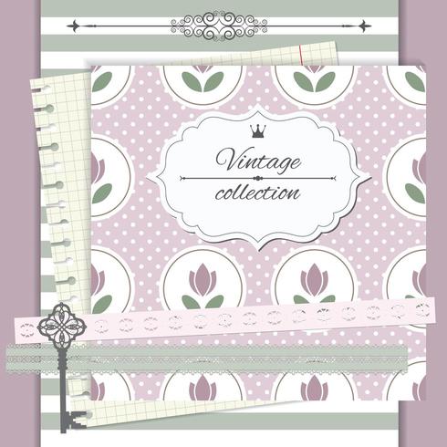 Copertina per quaderno Scrapbook vintage vettore