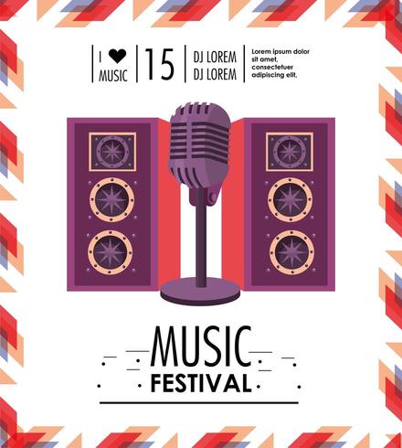 altoparlanti e microfono per la celebrazione del festival musicale vettore