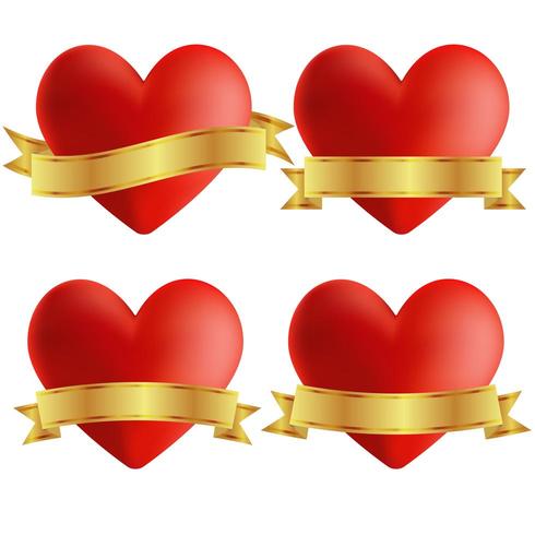 Set di icone del cuore con badge vettore