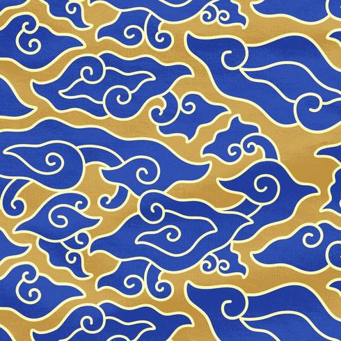 Modello Megamendung Batik in oro blu vettore