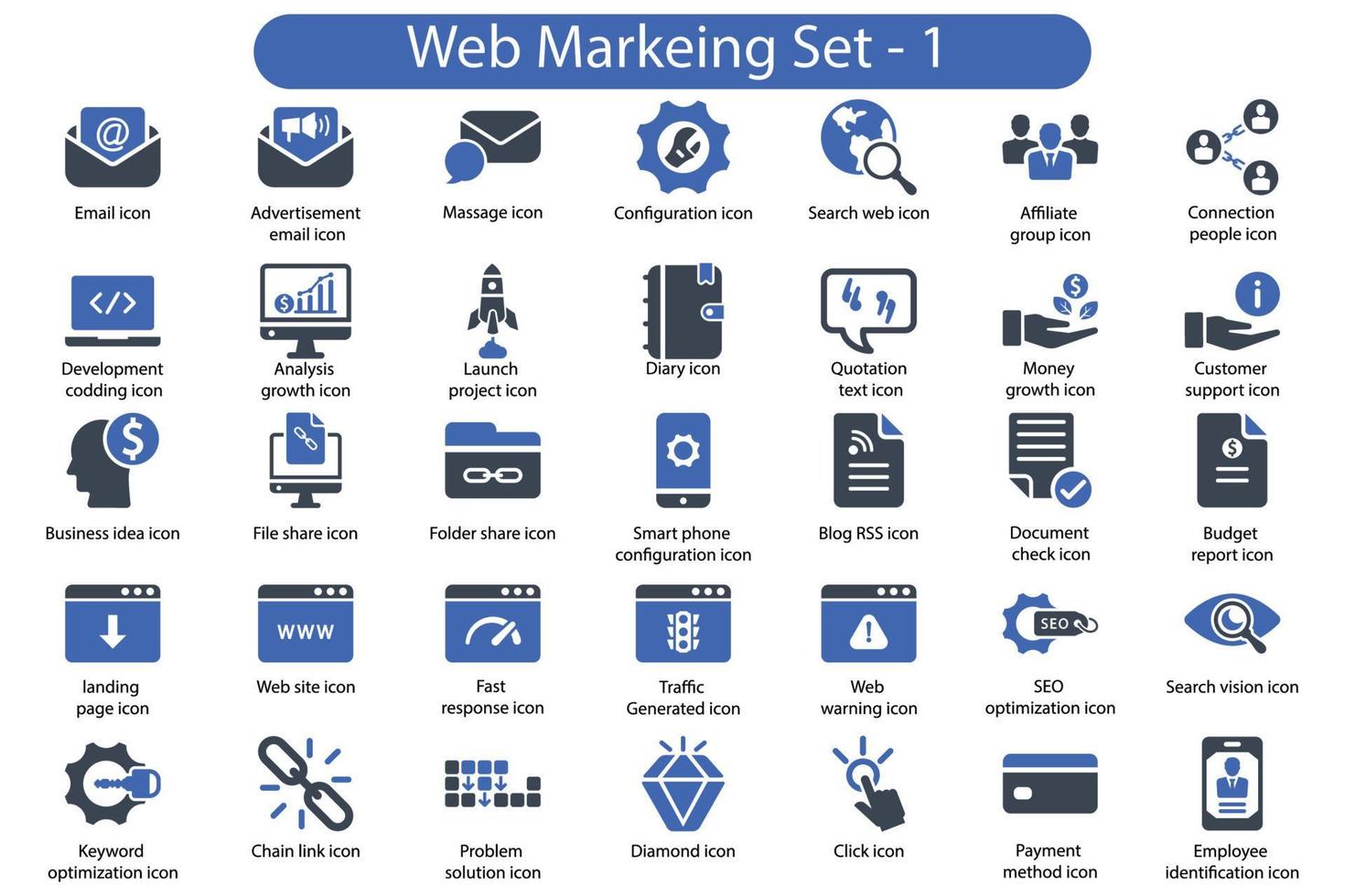 set di icone di web marketing vettore