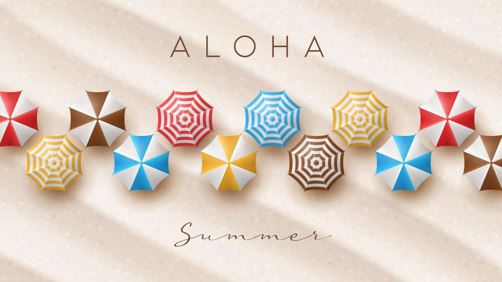 illustrazione vettoriale di vacanza estiva con pallone da spiaggia, foglie di palma, tavola da surf e lettera tipografica su sfondo di sabbia spiaggia.