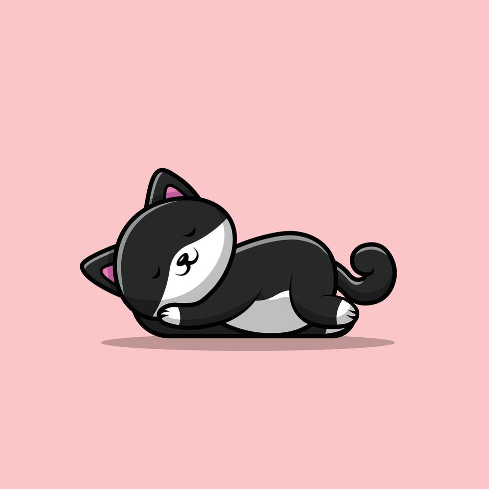 illustrazione dell'icona di vettore del fumetto sveglio del gatto che dorme. concetto di animale aicon isolato vettore premium. stile cartone animato piatto