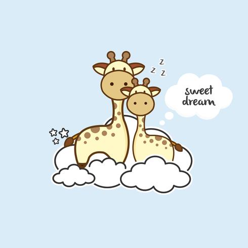 Giraffa carina pronta per il letto vettore