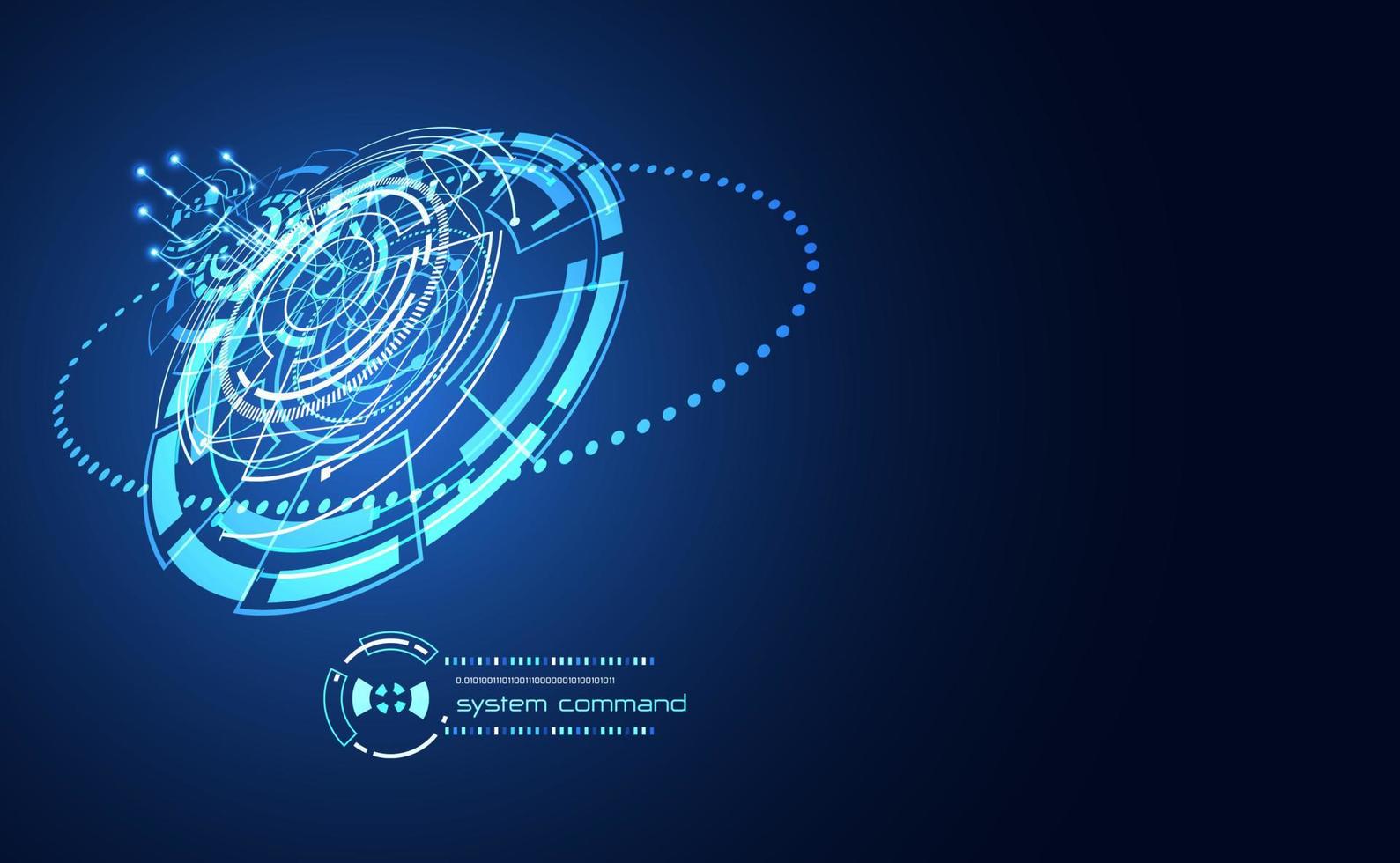 moderna tecnologia astratta concetto comunicazione cerchio circuiti digitali su sfondo blu e freccia innovazione hi tech futuro design sfondo, illustrazione vettoriale
