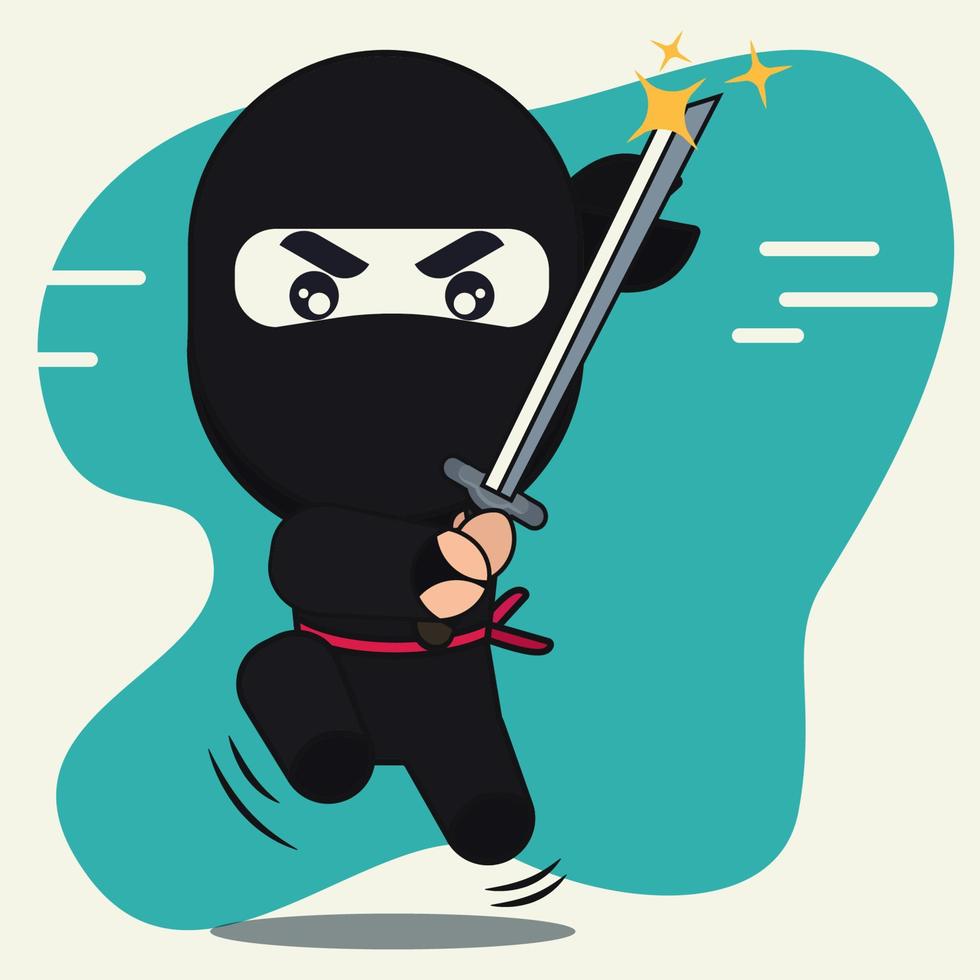 illustrazione vettoriale di design carino cartone animato ninja