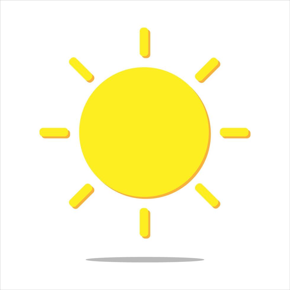 sole giallo con raggi, stella del sole. icona vettore. stile minimal dei cartoni animati. estate, tempo, natura, concetto di spazio. vettore