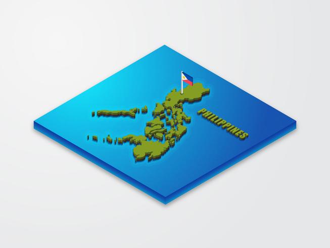 Mappa 3D Isometrica Delle Filippine vettore