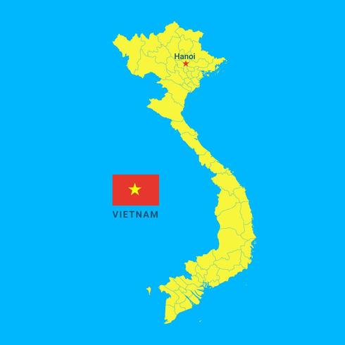 Mappa Del Vietnam E Vettore Bandiera