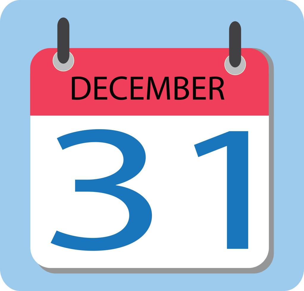 calendario 31 dicembre. nuovo anno. icona del calendario rossa 31 dic. vettore