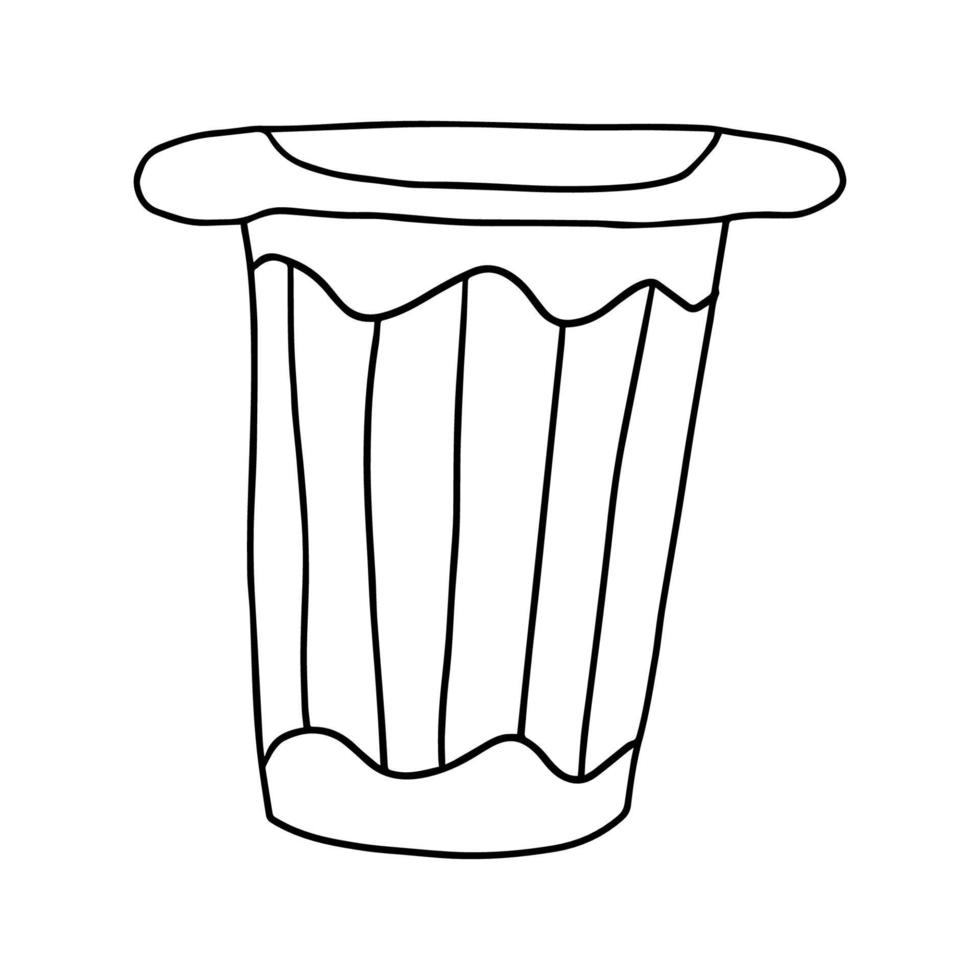 carino cartone animato doodle vaso di fiori vuoto isolato su sfondo bianco. schizzo di un vaso. vettore