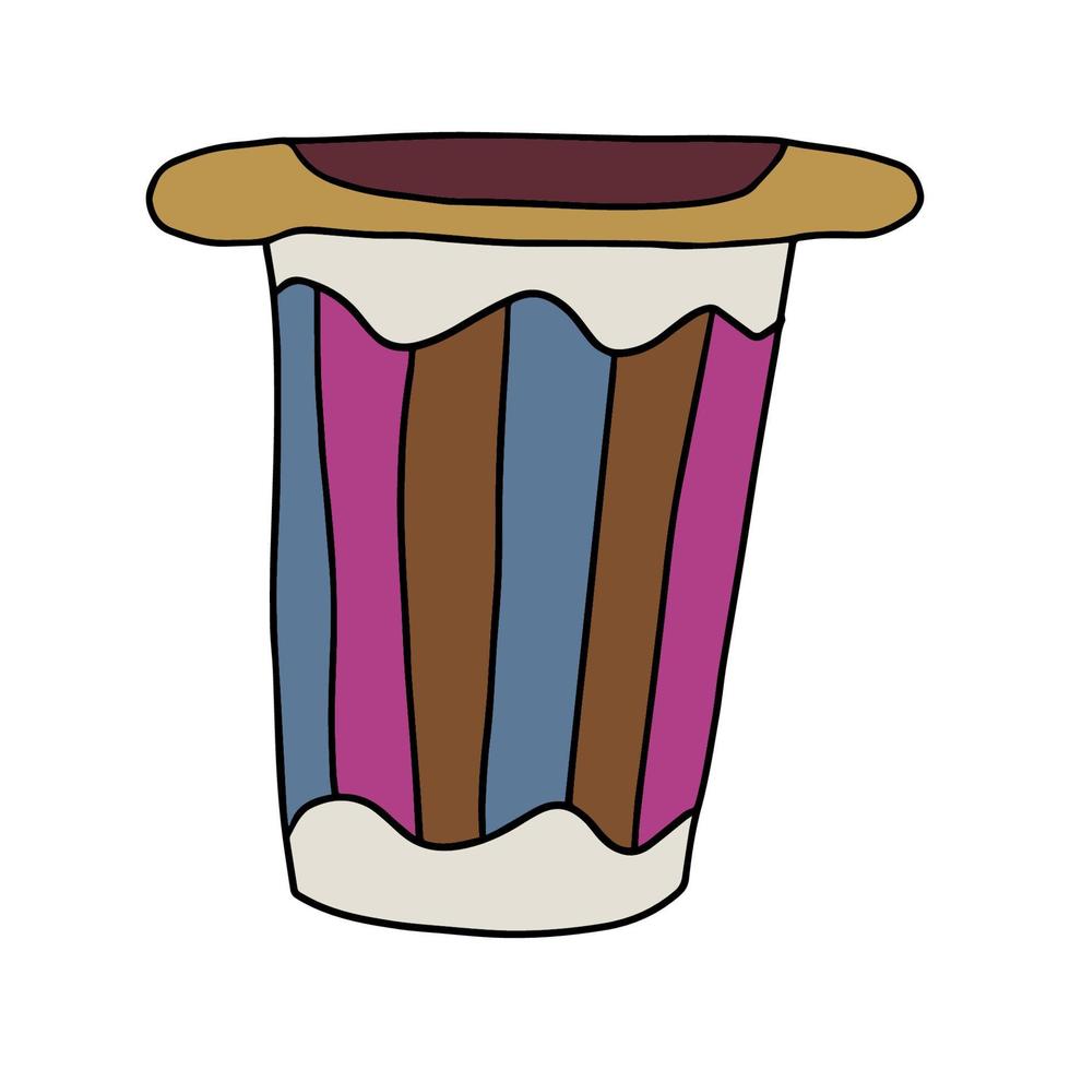 carino cartone animato doodle vaso di fiori vuoto isolato su sfondo bianco. schizzo di un vaso. vettore