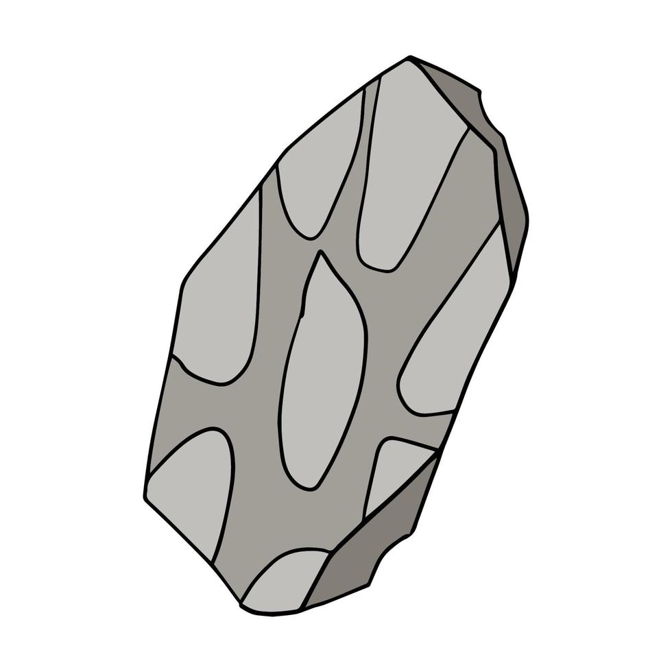simpatico cartone animato doodle strumento dell'età della pietra isolato su sfondo bianco. reperto preistorico. vettore