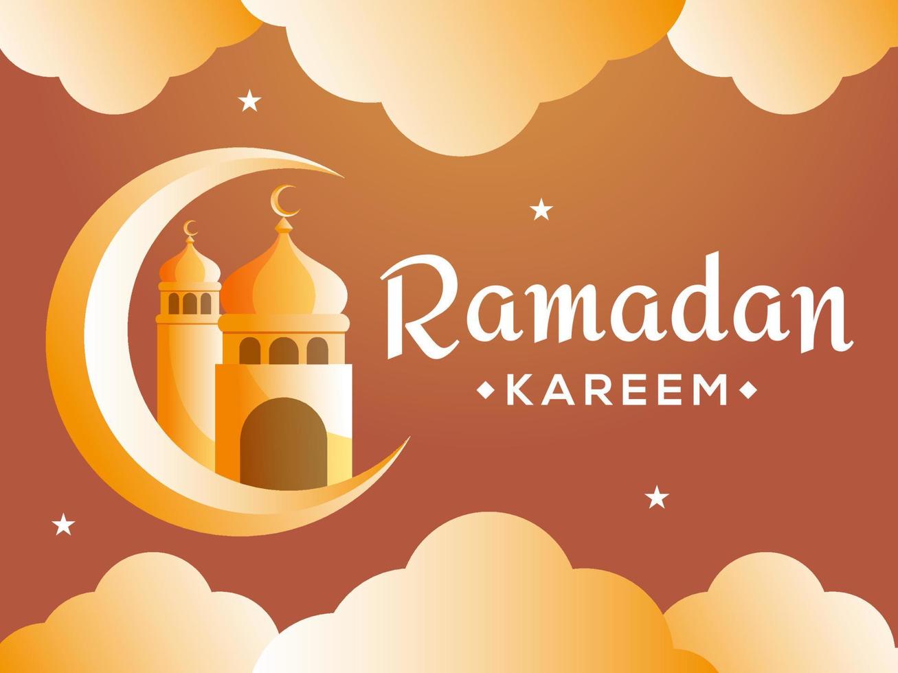 ramadan kareem falce di luna e moschea tagliata su carta concetto vettore