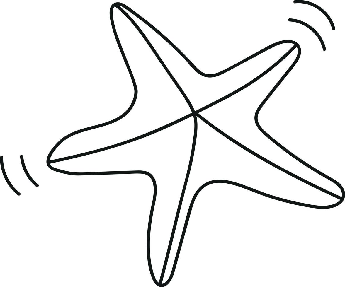 vacanza al mare con stelle marine in stile doodle vettore