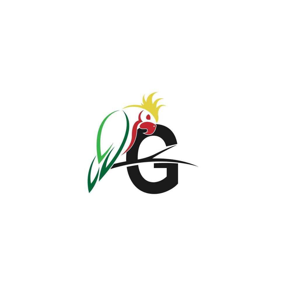 lettera g con il vettore di progettazione del logo dell'icona dell'uccello del pappagallo
