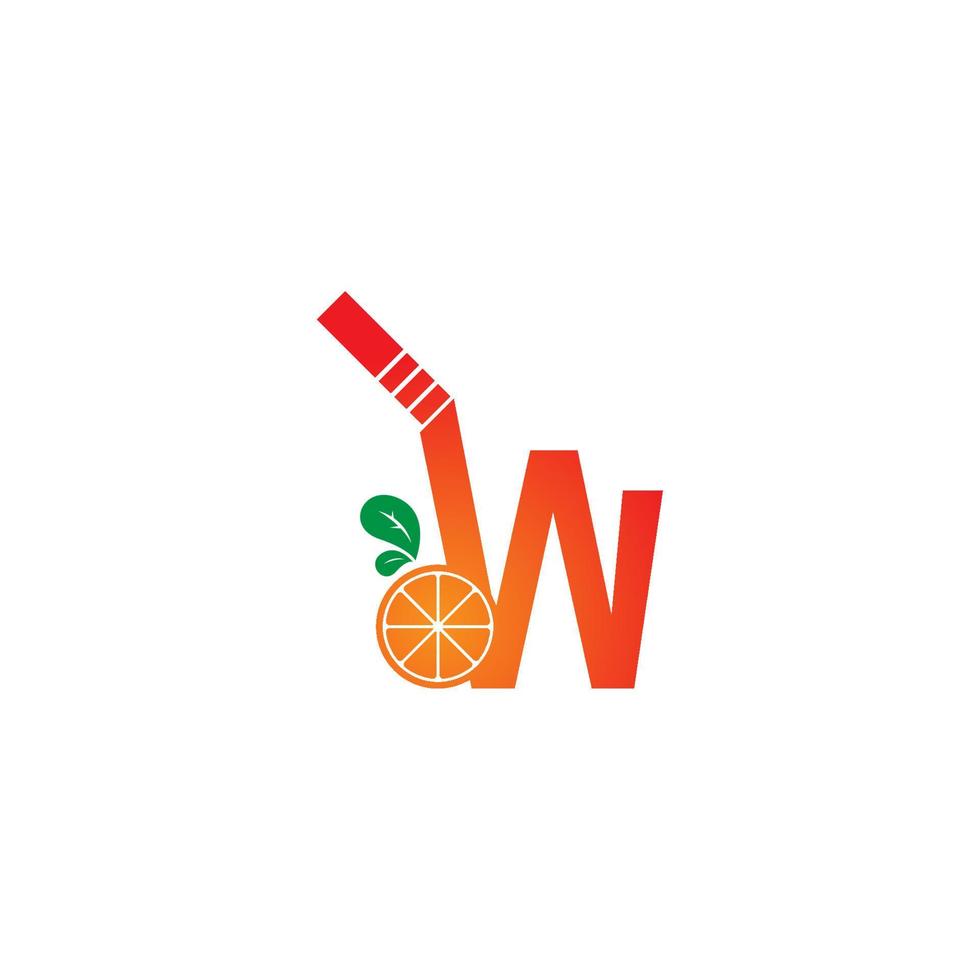 lettera w con modello di progettazione logo icona succo d'arancia vettore