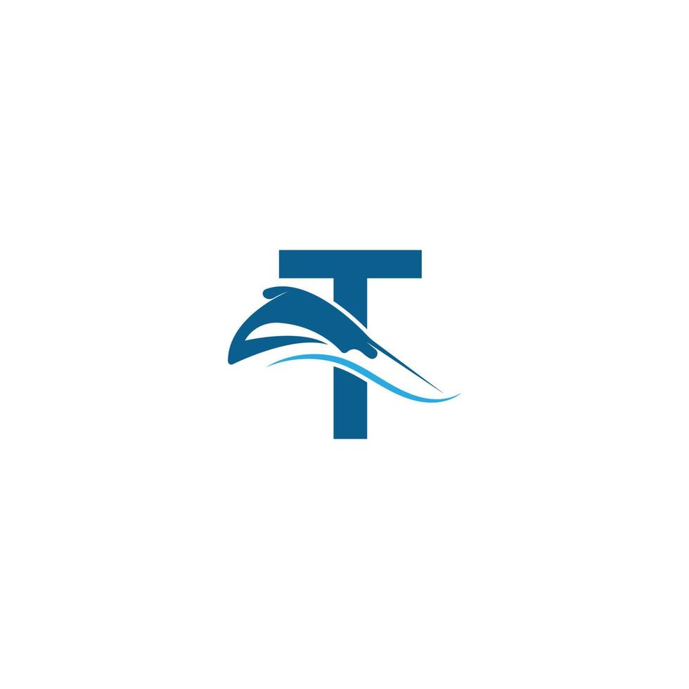 lettera t con illustrazione del modello di logo icona stingray vettore