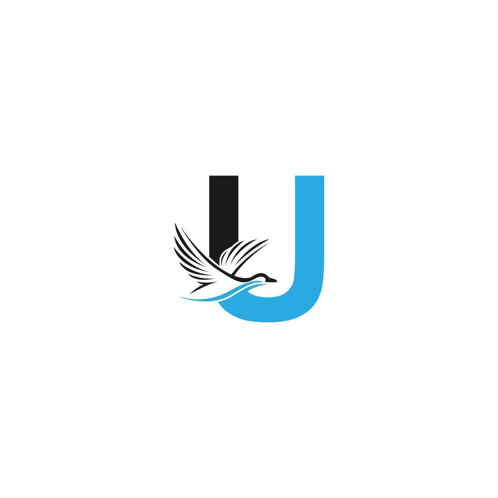 lettera u con anatra icona logo design illustrazione vettore