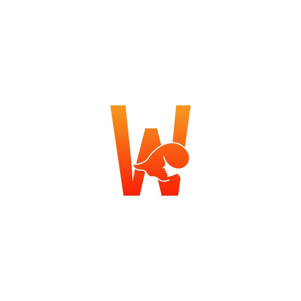 lettera w con donna faccia logo icona disegno vettoriale
