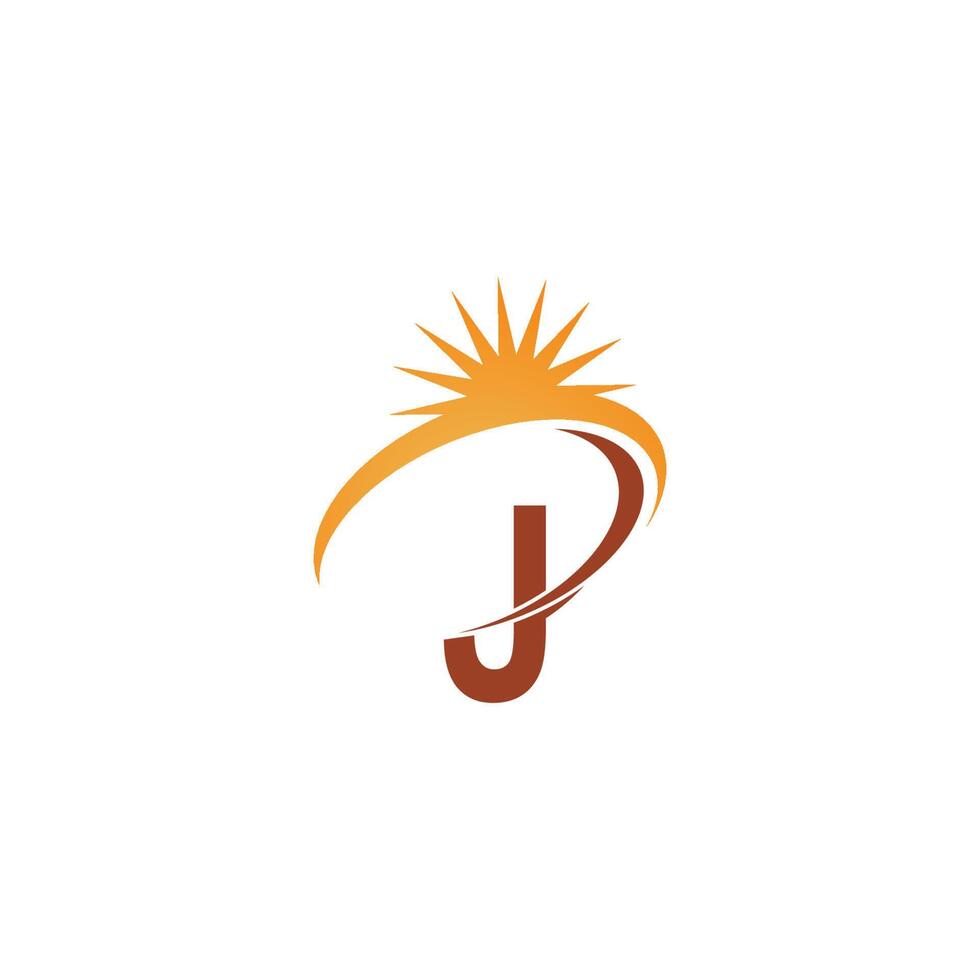 lettera j con illustrazione del modello di progettazione del logo dell'icona del raggio di sole vettore