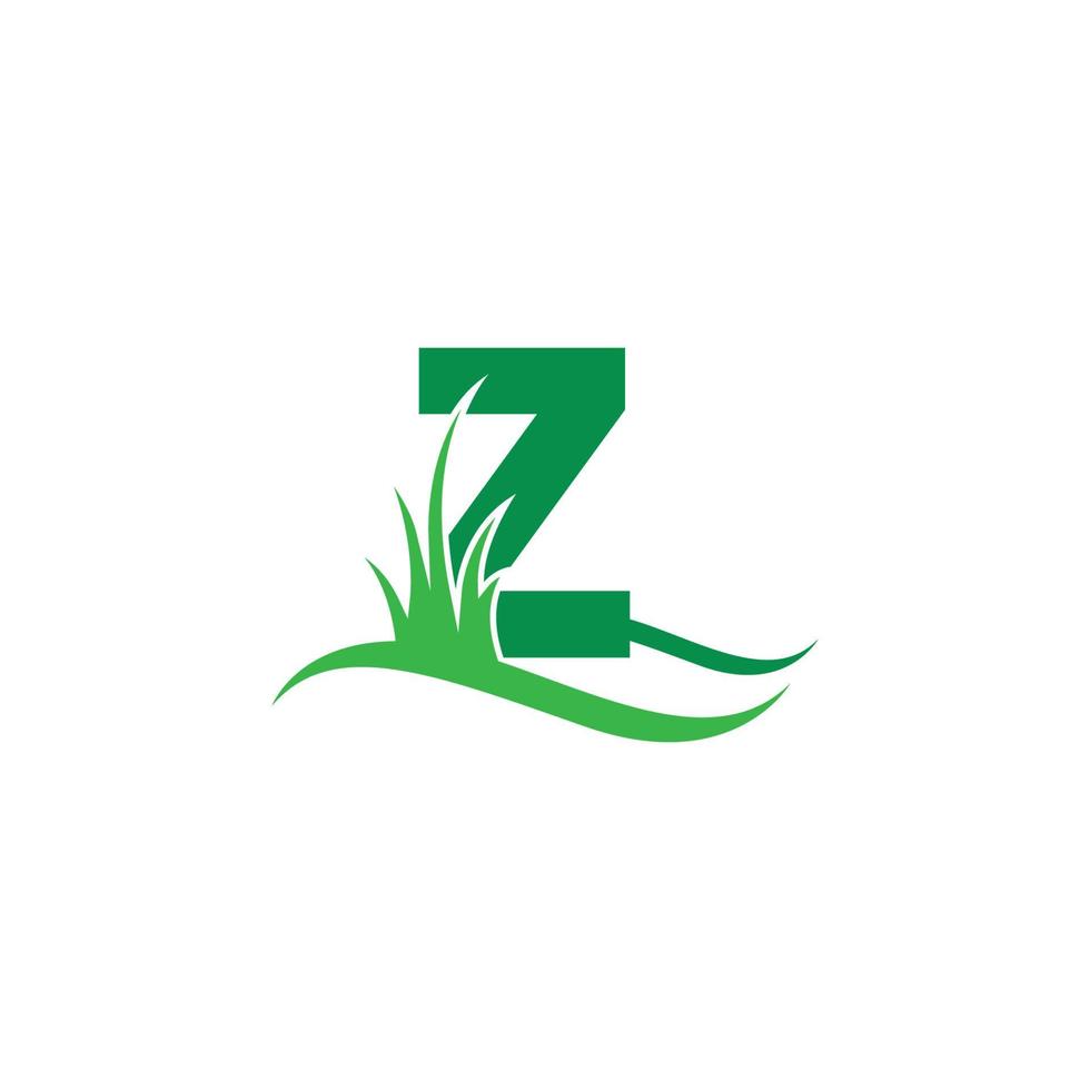 lettera z dietro un vettore di progettazione del logo dell'icona dell'erba verde