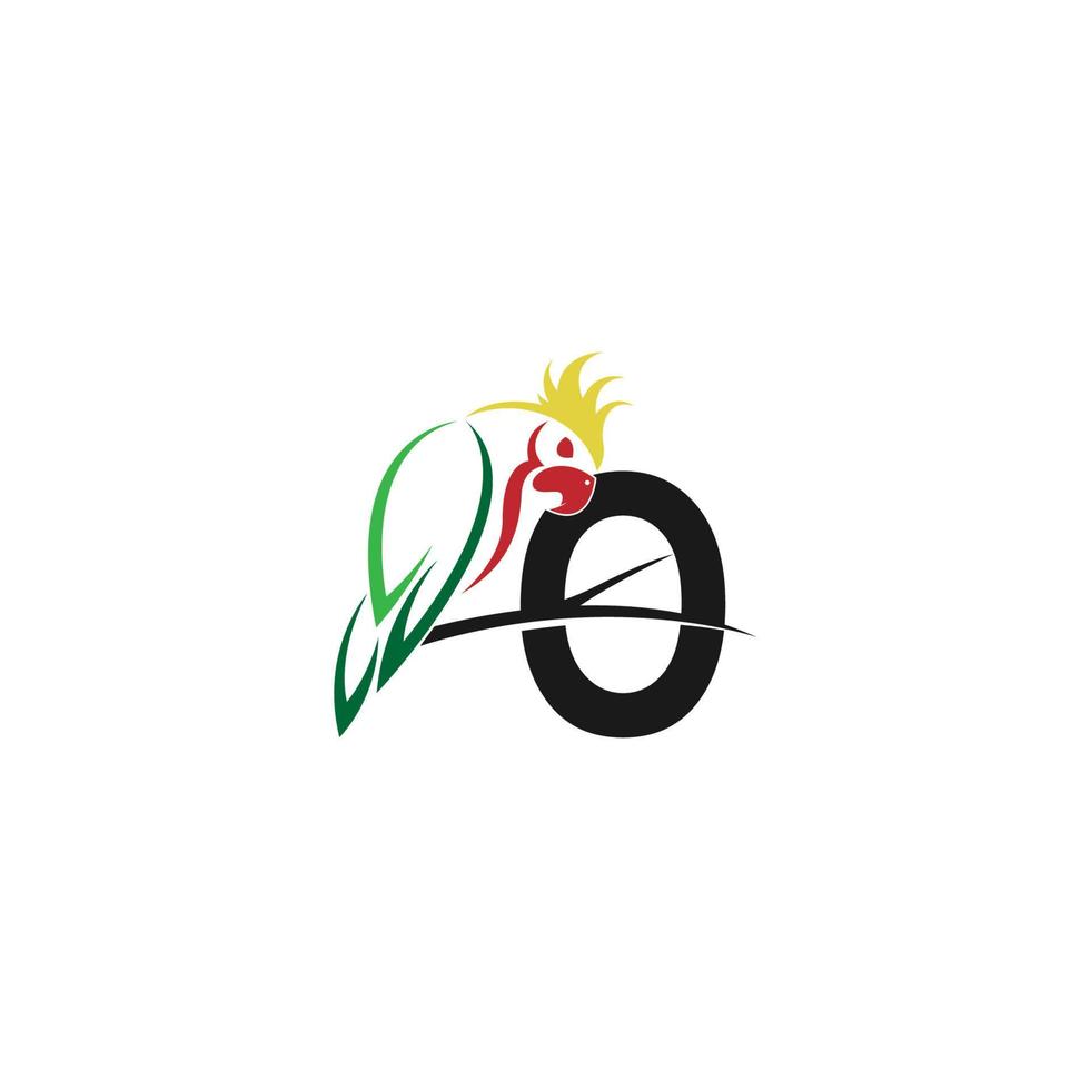 lettera o con il vettore di progettazione del logo dell'icona dell'uccello del pappagallo