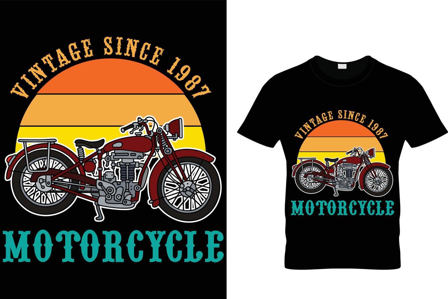 illustrazione di moto per la stampa di t-shirt, grafica t-shirt vintage, modello di design t-shirt moto, design vintage moto personalizzato, t-shirt moto, camicia biker. vettore