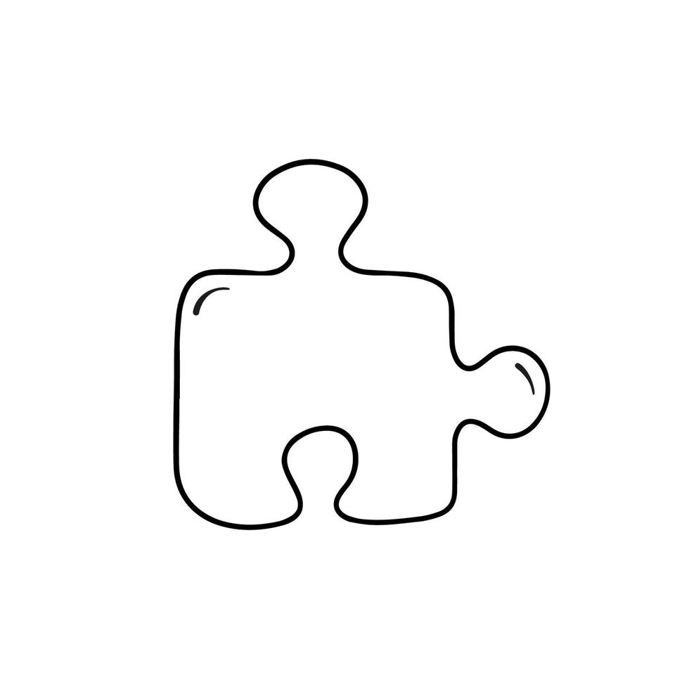 elemento puzzle in stile doodle, illustrazione vettoriale. modello di gioco di logica da tavolo per la stampa e il design. simbolo di puzzle disegnato a mano per quiz di gioco. elemento isolato su sfondo bianco vettore