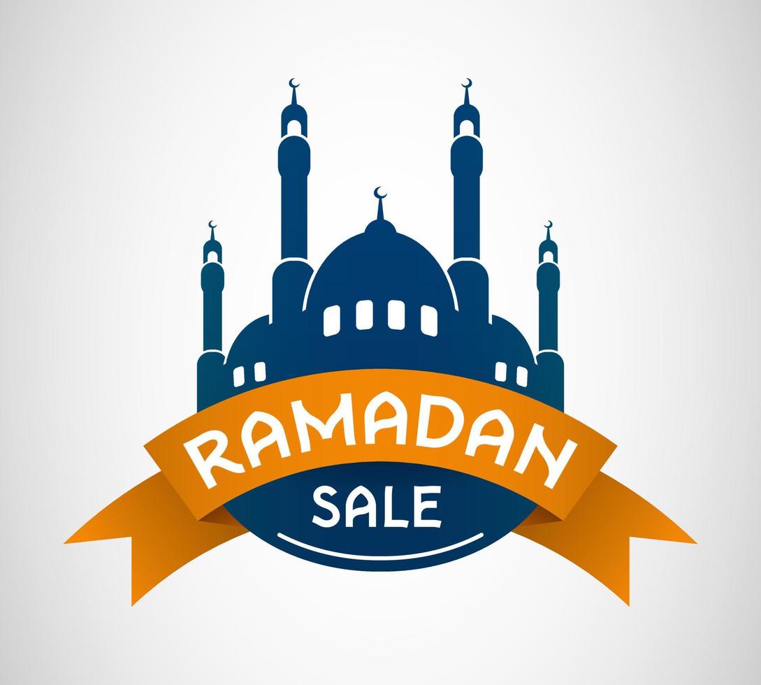 composizione dell'etichetta di vendita del ramadan. può essere utilizzato in qualsiasi supporto, card, template, banner, ecc. vettore