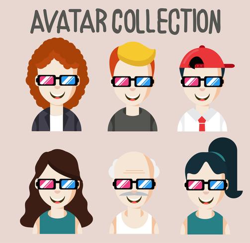 avatar persone con collezione di occhiali vettore