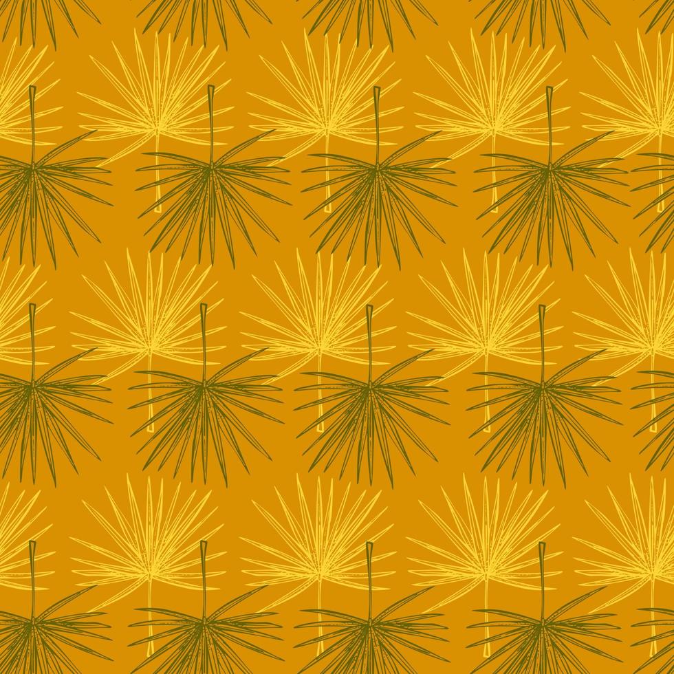 ventaglio di foglie di palma motivo senza cuciture. ramo tropicale vintage in stile incisione. vettore