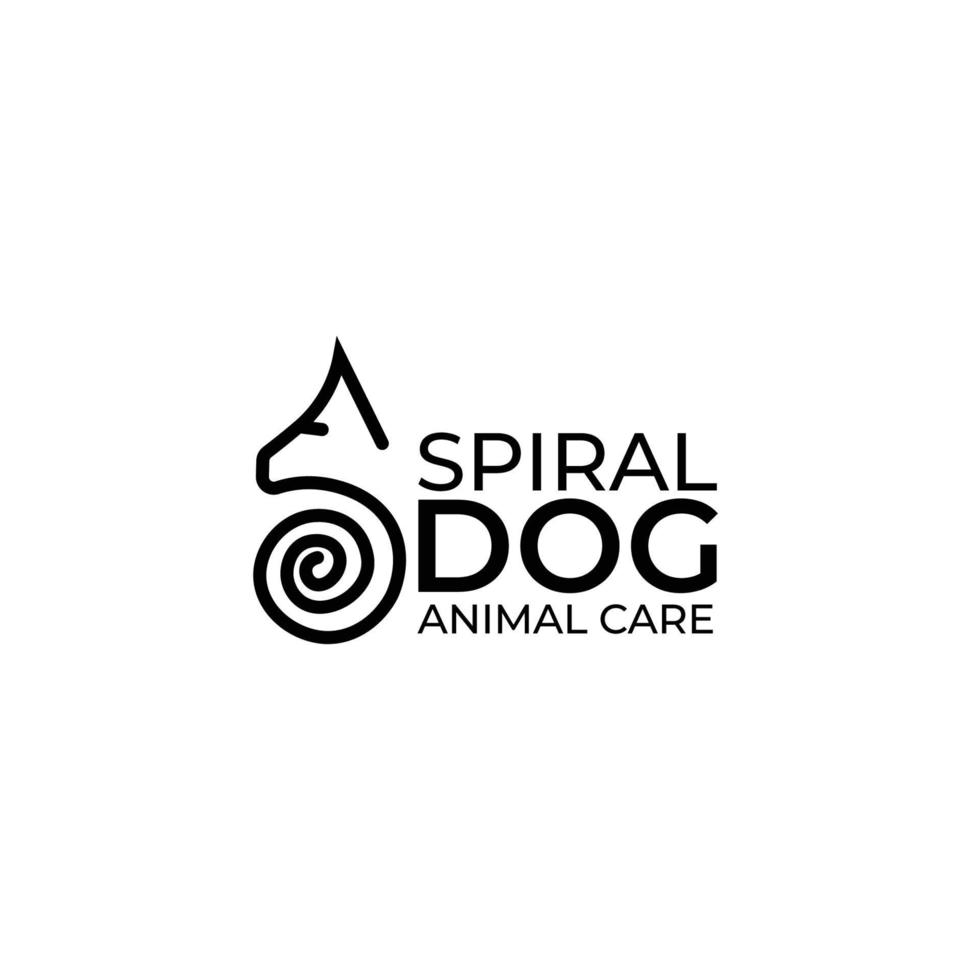 ispirazione per il design del logo del cane a spirale. modello di logo del negozio di animali di arte linea minimalista. illustrazione vettoriale