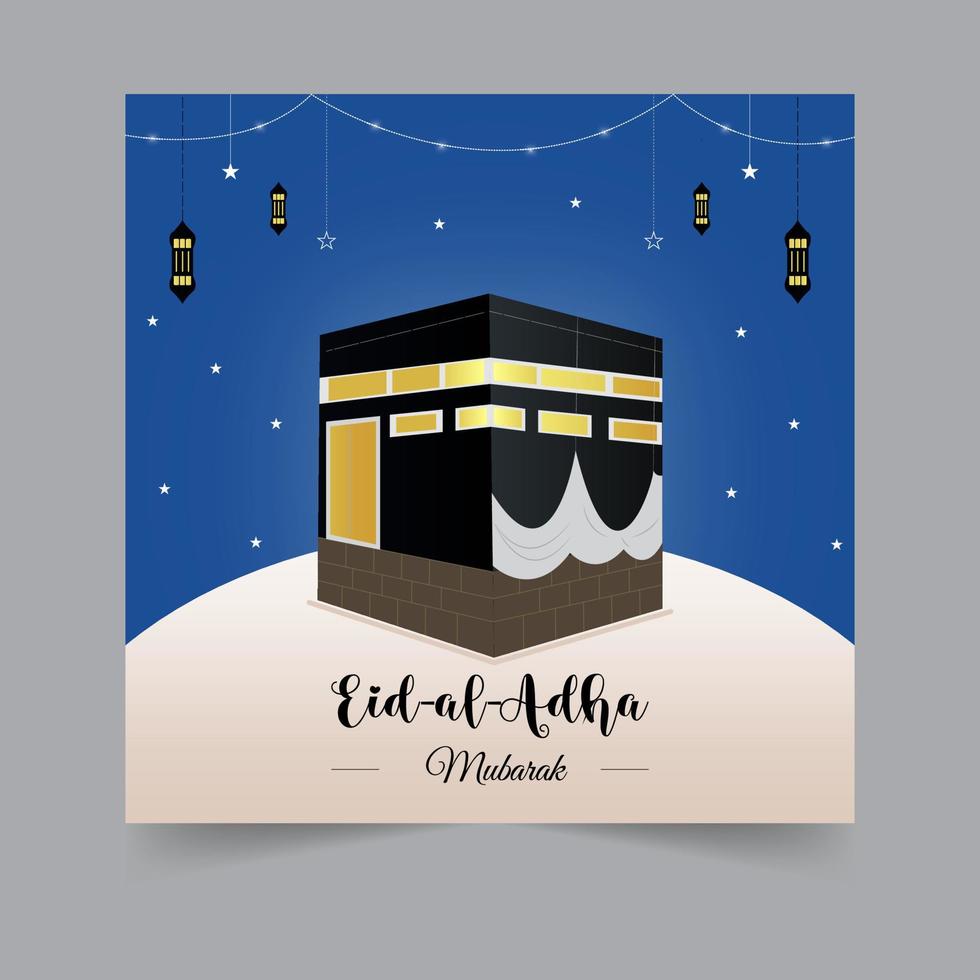 eid mubarak post sui social media, eid ul fitr mubarak o eid ul adha design, post sui social media islamici del giorno santo o banner ramadan kareem, spazio di sfondo del design di forma geometrica per il testo vettore