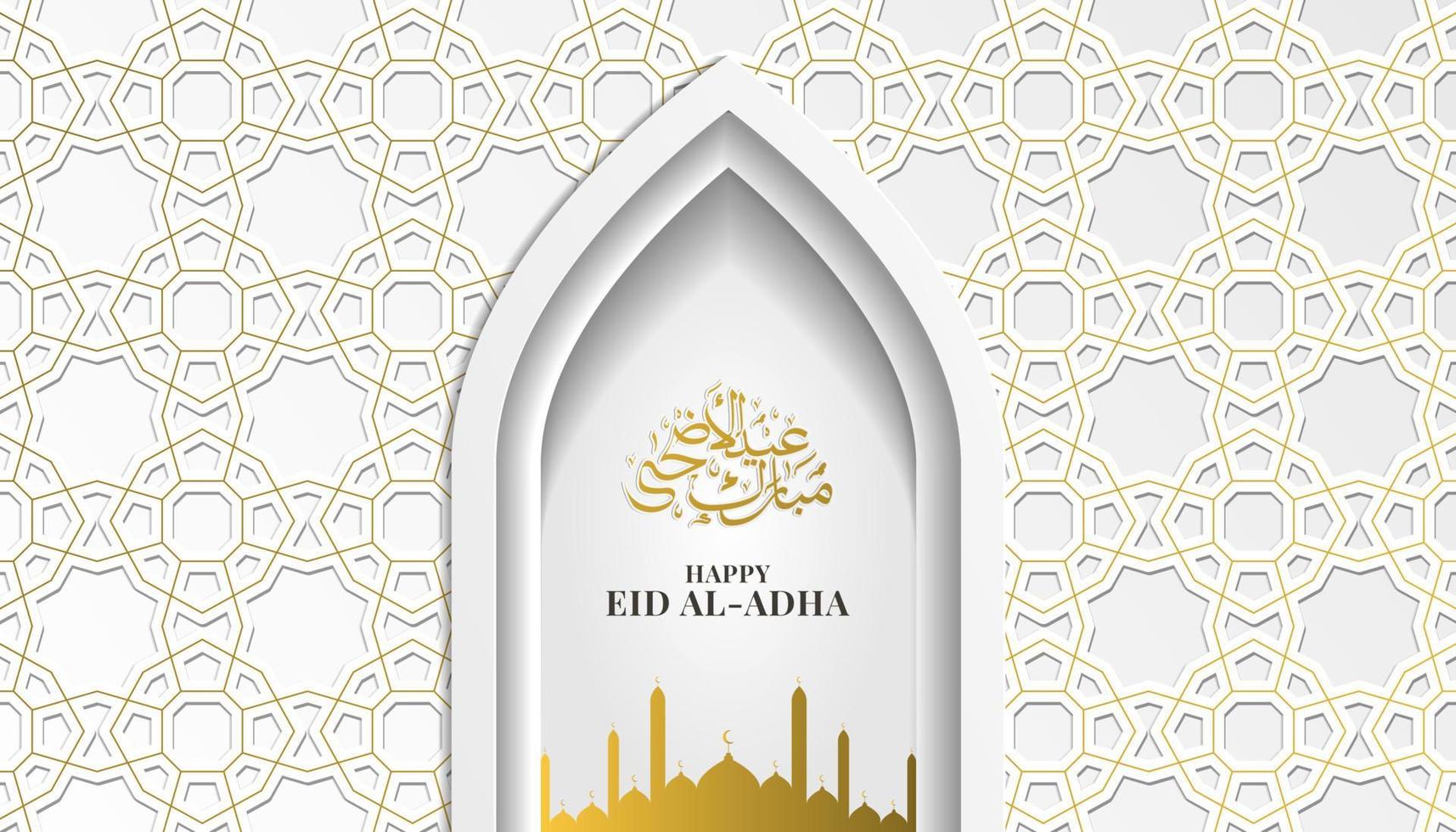 eid mubarak modello di biglietto di auguri vettore premium