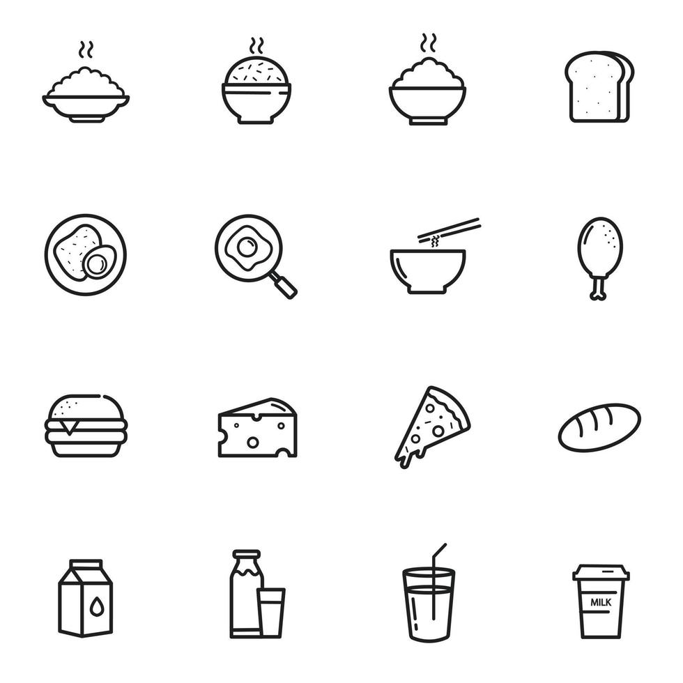 set di icone di cibo. illustrazione isolato su sfondo bianco per grafica e web design vettore