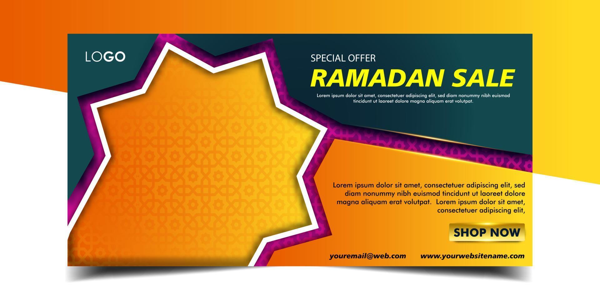 modello di banner orizzontale di vendita ramadan vettore