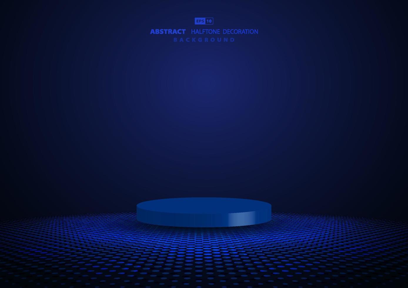 spettacolo di palco futuristico blu astratto sul podio sullo sfondo della decorazione dei semitoni geometrici del cerchio. decorativo per la custodia del prodotto in uno sfondo futuro. illustrazione vettoriale