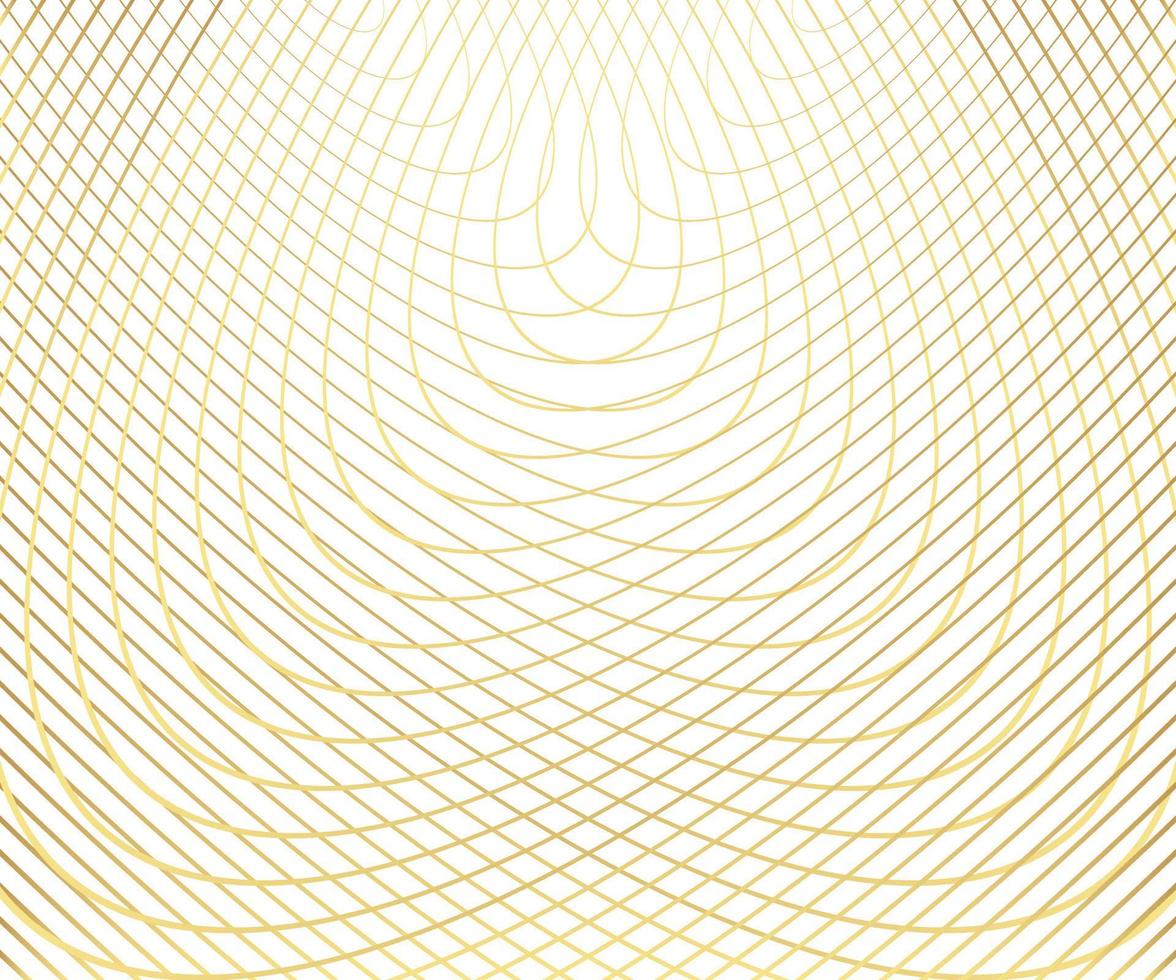 oro lussuoso motivo a cerchio con linee d'onda dorate sopra. sfondo astratto, illustrazione vettoriale