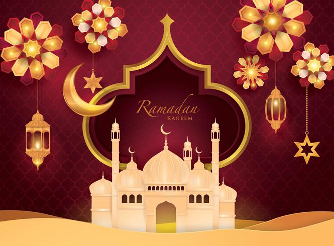 Cartolina d&#39;auguri di Ramadan Kareem vettore