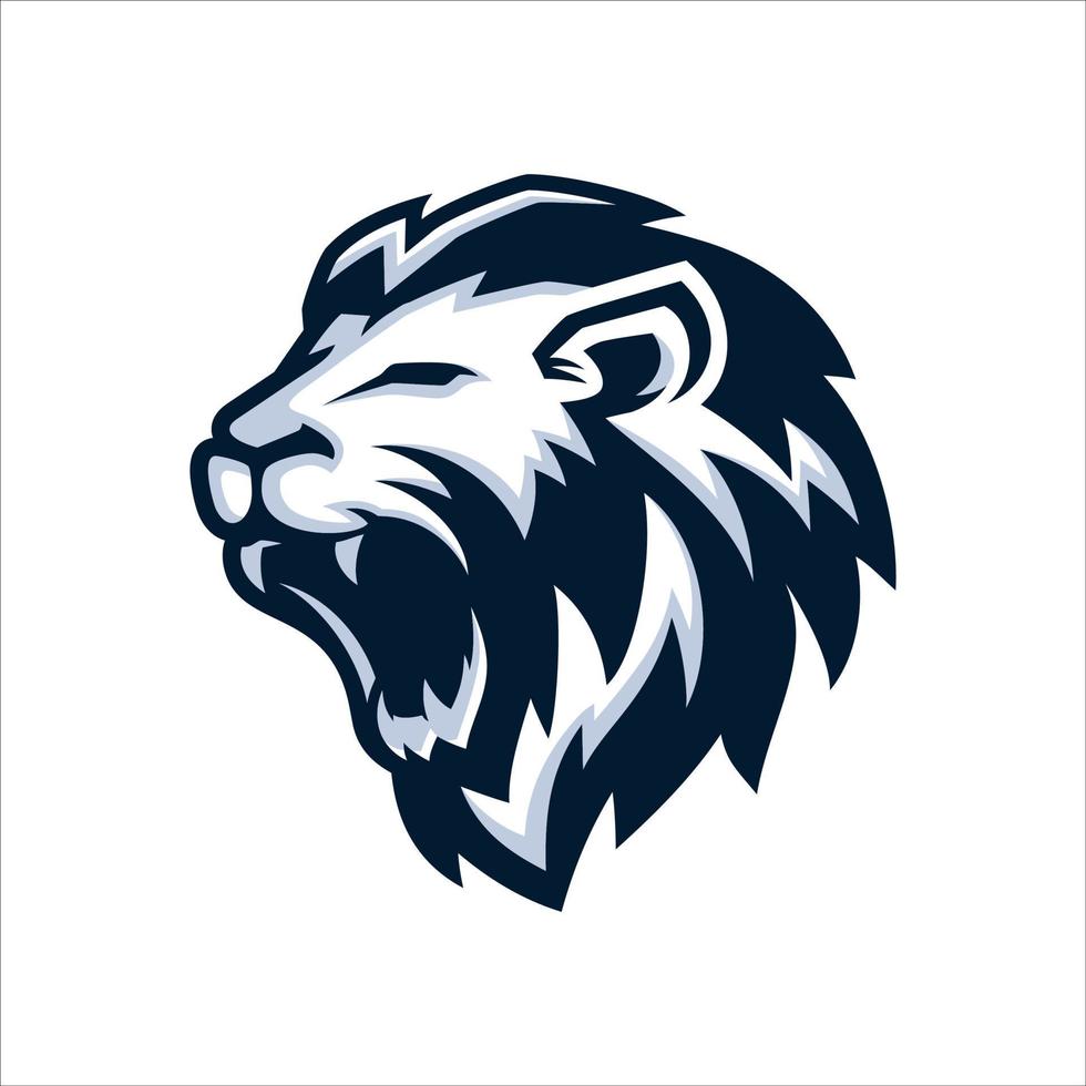 modello di logo del leone ruggente vettore