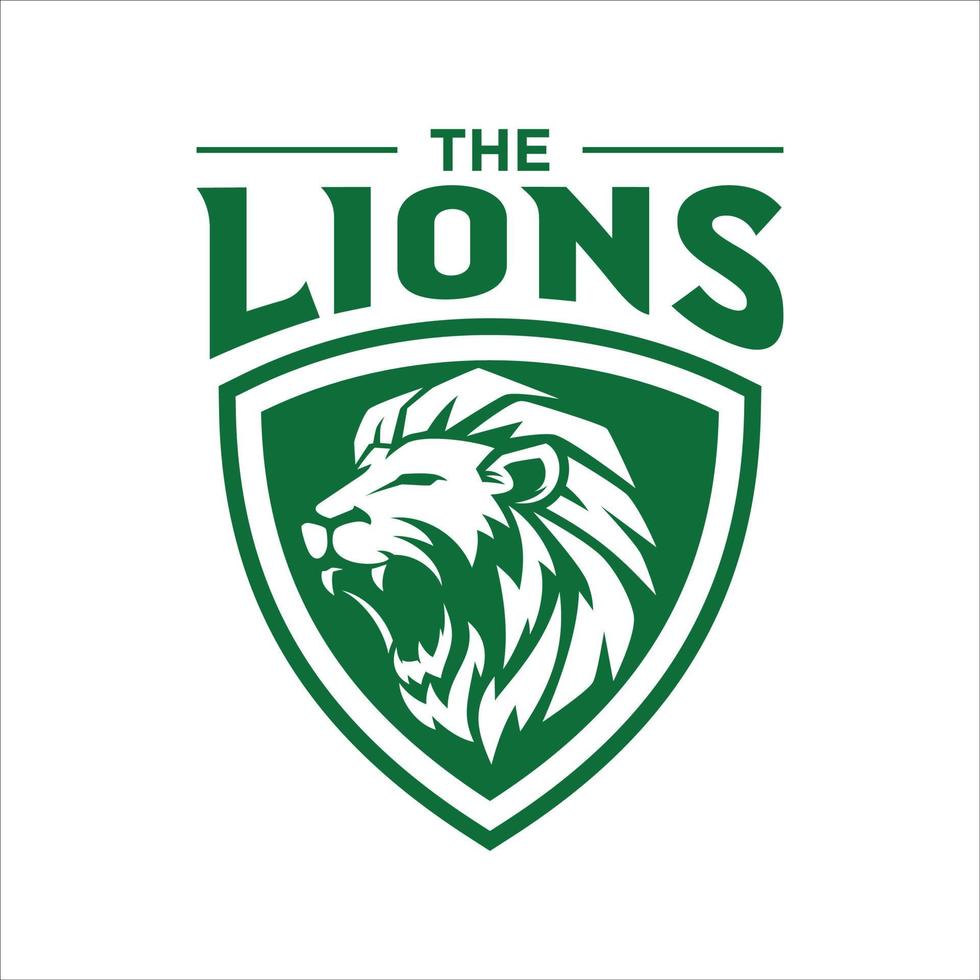 modello di logo del leone ruggente vettore