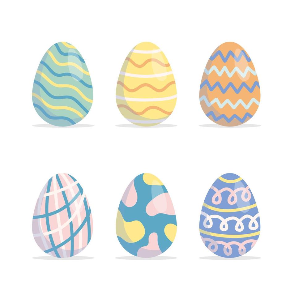 set di uova di Pasqua colorate isolate su sfondo bianco vettore