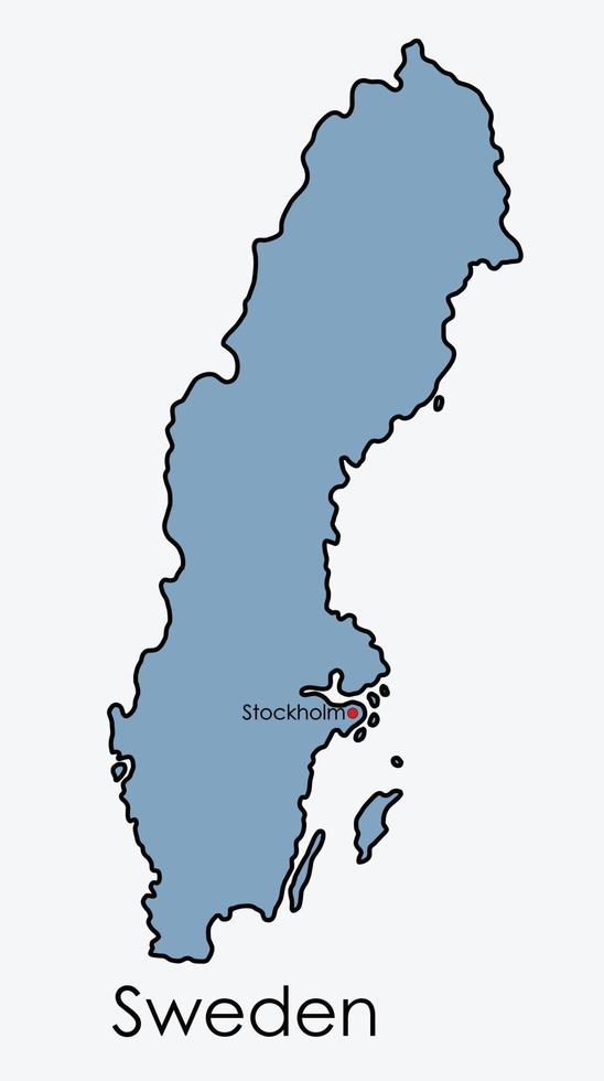 Svezia mappa disegno a mano libera su sfondo bianco. vettore