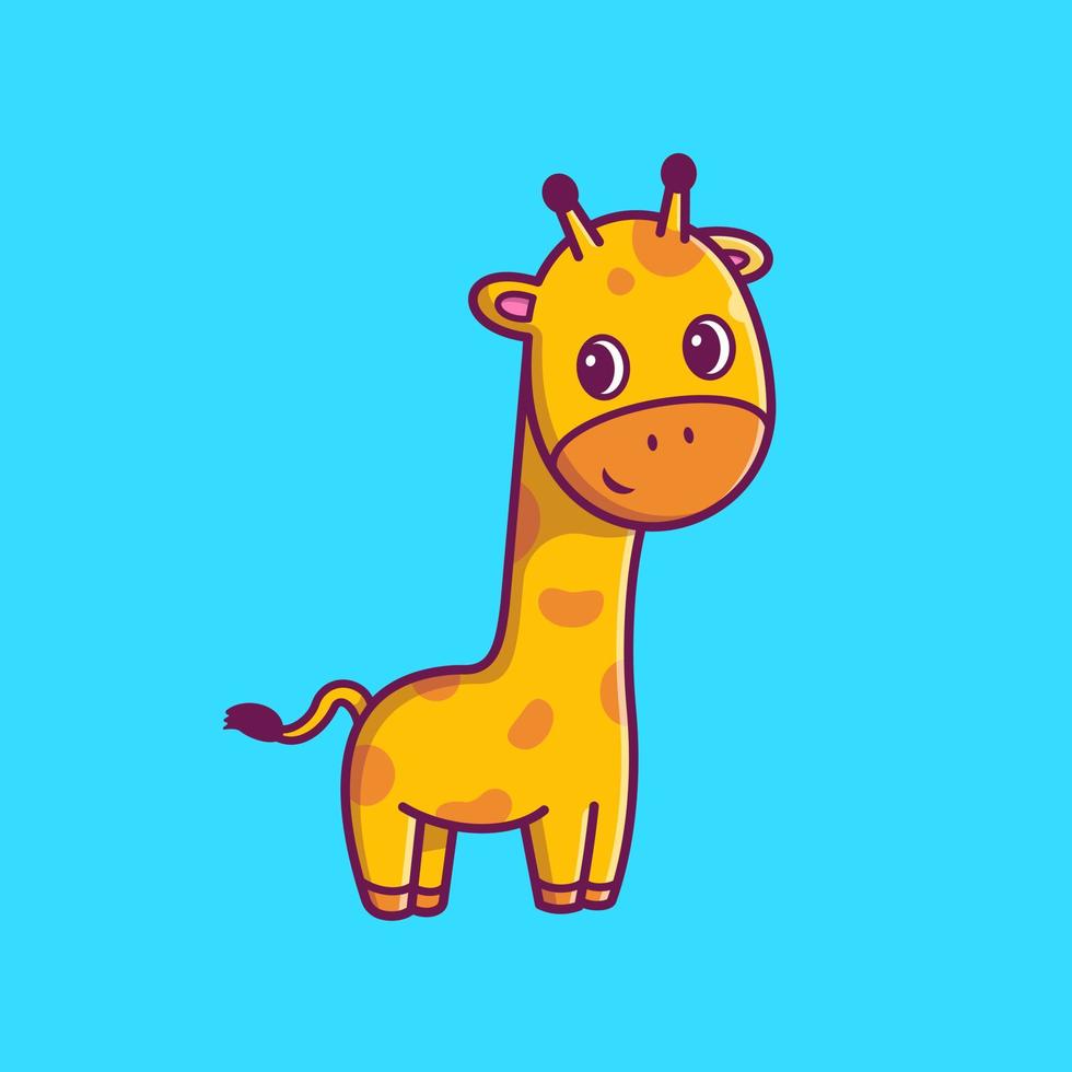 illustrazione dell'icona di vettore del fumetto sveglio della giraffa in piedi. concetto di icona della natura animale isolato vettore premium. stile cartone animato piatto